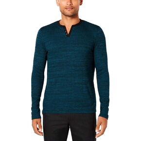 Alfani Mens Textured Henley Shirt, Blue, XX-Large in Kuwait