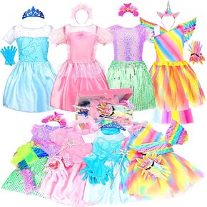 LIMIROLER Princess Dress Up Clothes for Little Girl Role Play Costume Gift Set Princess Dress Up Toys for Toddler Girls in Kuwait