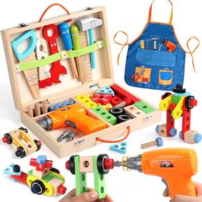 TONZE Wooden Kids Tool Set with Drill, Montessori Toys for 3 Year Old Boys in Kuwait