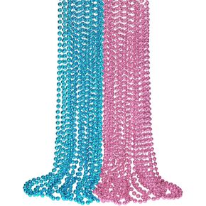 12 PCS Blue Bead Necklace, Blue Mardi Gras Beads Christmas Necklaces, 33" 4th of July Patriotic Beads Necklaces, Parade Throw Accessories for Independence Day Mardi Gras Hanukkah Pirate Party in Kuwait