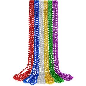 Huskein Bead Necklace, 120PCS Mardi Gras Beads, 33" Colorful Mardi Gras Beads Necklaces, Women Men Party Costume Accessories Parade Throws Bulk Party Favors for Christmas Pirate Carnival in Kuwait