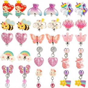 12 Pairs Clip on Earrings for Girls 4-6 10-12, Play Jewelry Gift for Girls in Kuwait