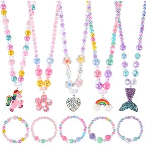 Faburo 10pcs Toddler Jewelry for Girls -5 Necklaces, 5 Bracelets in Kuwait