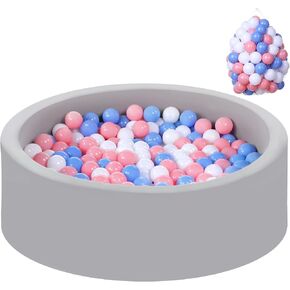 Wilwolfer Foam Ball Pit, Ball Pit for Toddlers, Gray, 100 Rainbow Balls in Kuwait