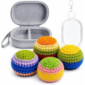 cysiyu Hand-Made Crochet Hacky Footbags 2 Pack Colorful Knitted Sack Balls Set with Storage Bag Fits Adults Teens and Kids for Outdoor Play, Party Games & Coordination Training in Saudi Arabia