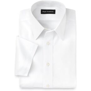 Paul Fredrick Men's Classic Fit Non-Iron Cotton Solid Short Sleeve Dress Shirt in Saudi Arabia
