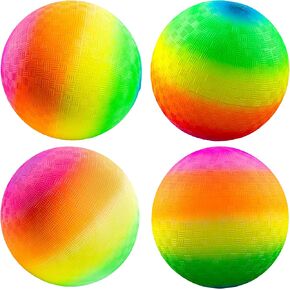 8.5-Inch Rainbow Playground Ball with Hand Pump for Kickball & Dodgeball in Kuwait