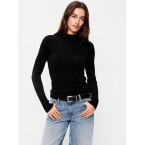 Old Navy SoSoft Lite Ribbed Mock-Neck Sweater - Black Jack in Kuwait
