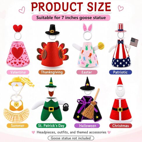8 Set Holiday Desk Goose Outfits Mini 7 Inch Goose Costume Accessories in Kuwait