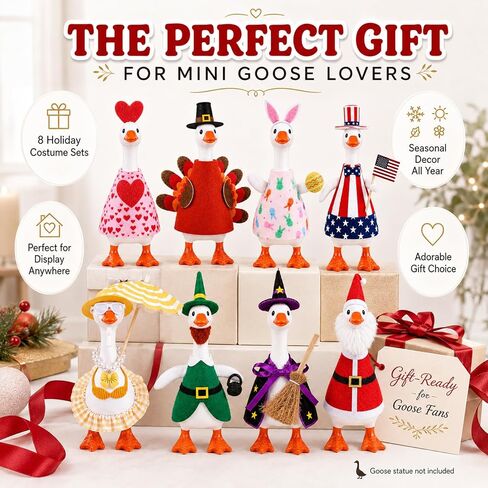 8 Set Holiday Desk Goose Outfits Mini 7 Inch Goose Costume Accessories in Kuwait