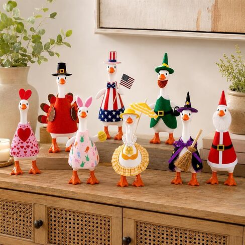 8 Set Holiday Desk Goose Outfits Mini 7 Inch Goose Costume Accessories in Kuwait