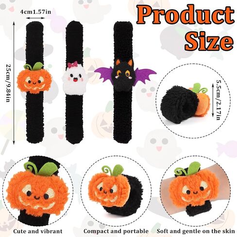 6PCS Halloween Stuffed Animal Slap Bracelets Plush Slap Bracelet in Saudi Arabia