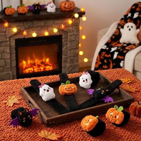 6PCS Halloween Stuffed Animal Slap Bracelets Plush Slap Bracelet in Saudi Arabia