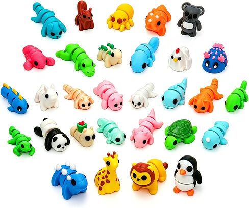 30Pcs 3D Printed Animals Set for Kids, Mini Little Animals Figures for Party Favors Gifts Pocket Fidget Toys Bulk, Goodie Bag Stuffers Classroom Birthdays Rewards for Toddlers Desk Office Pet Decor in Saudi Arabia