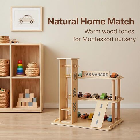 Woodtoe Wooden Display Case, 1/64 Scale Diecast Toy Car Shelf for Kids 3+ in Saudi Arabia