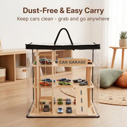 Woodtoe Wooden Display Case, 1/64 Scale Diecast Toy Car Shelf for Kids 3+ in Saudi Arabia