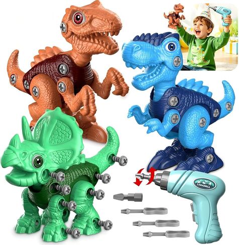 Take Apart Dinosaur Toys for Kids: 85 Pieces 3-Pack Dinos & Electric Drill in Saudi Arabia