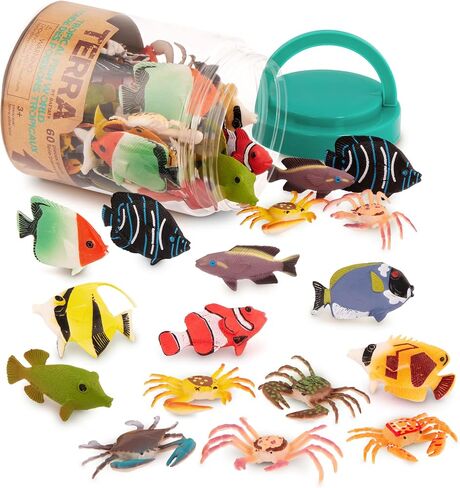 Terra by Battat Wild Animal Figurines Tube, 60 Mini Safari Figures, Animals in Kuwait