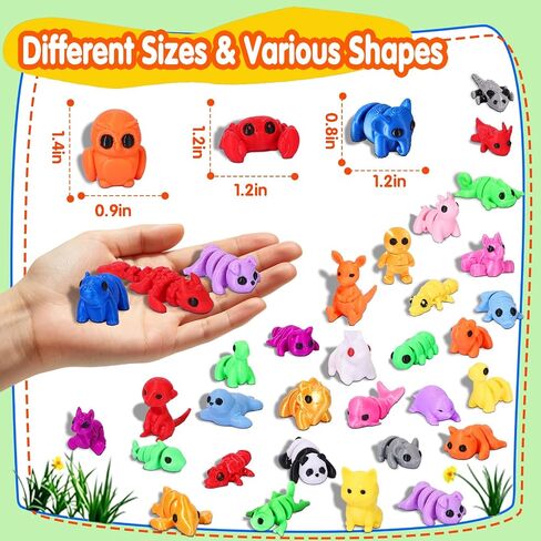 Mini 3D Printed Animal Figurines: 100 Pcs Cute Party Favor Toys for Kids, Small 3D Fidget Toys in Bulk, Party Bag Fillers, Treasure Box & Classroom Prize, Christmas Stocking Stuffers for Kids in Saudi Arabia