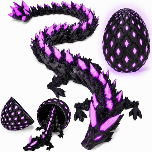 3D Printed Dragon Eggs with Wings Glow in The Dark Prefilled Easter Eggs with Dragon Toy for Basket Stuffers 3D Printed Animals for Goodie Bag Fillers Unique Easter Basket Essentials for Kids Teens in Saudi Arabia