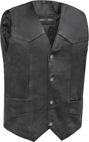 Daniel Smart Men’s leather Vest - Premium Cowhide Motorcycle Leather Vest with Unique V-Shaped Design and Armory Pockets in Saudi Arabia