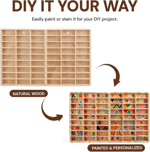 Wooden Wall Mount Display Case for 54 Hot Wheels & 1/64 Scale Model Cars - Collapsible Toy Car Storage Organizer Shelf, Could Easily be Painted/Stained for a DIY Project in Saudi Arabia