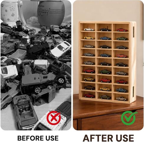 Wooden Wall Mount Display Case for 54 Hot Wheels & 1/64 Scale Model Cars - Collapsible Toy Car Storage Organizer Shelf, Could Easily be Painted/Stained for a DIY Project in Saudi Arabia