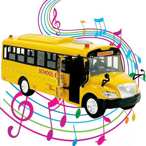 Big Daddy Huge Yellow School Bus with Lights and Cool Openable Doors Pull Back Toy School Bus with Sounds and Songs for Girls, Boys, Toddlers in Kuwait