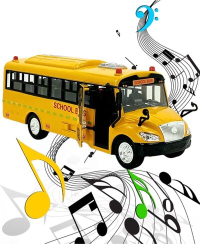 Big Daddy Huge Yellow School Bus with Lights and Cool Openable Doors Pull Back Toy School Bus with Sounds and Songs for Girls, Boys, Toddlers in Kuwait