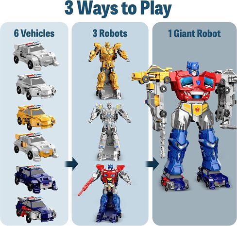 Magnetic Car Robot Toys for Kids, 6 Vehicles Transforming Toys for boys 6-8 in Saudi Arabia