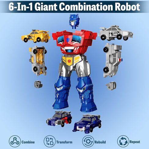 Magnetic Car Robot Toys for Kids, 6 Vehicles Transforming Toys for boys 6-8 in Saudi Arabia