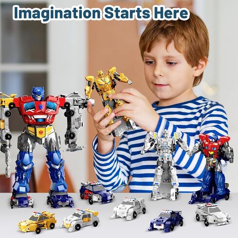 Magnetic Car Robot Toys for Kids, 6 Vehicles Transforming Toys for boys 6-8 in Saudi Arabia