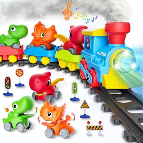 Stay Fun Train Set for Toddlers with Steam, Music, Lights and 3 Animal Cars in Saudi Arabia