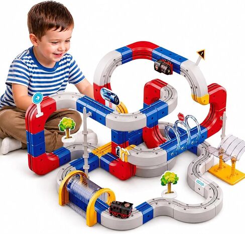 Electric Train Set for Kids Ages 4-8, 2 Trains Flexible Race Track-138 PCs in Kuwait
