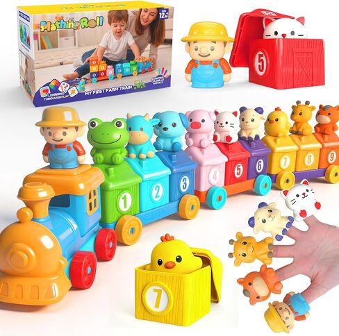 Montessori Toys Farm Train Set, Toddler Toys for 1 2 3 Year Old Boys Girls in Kuwait