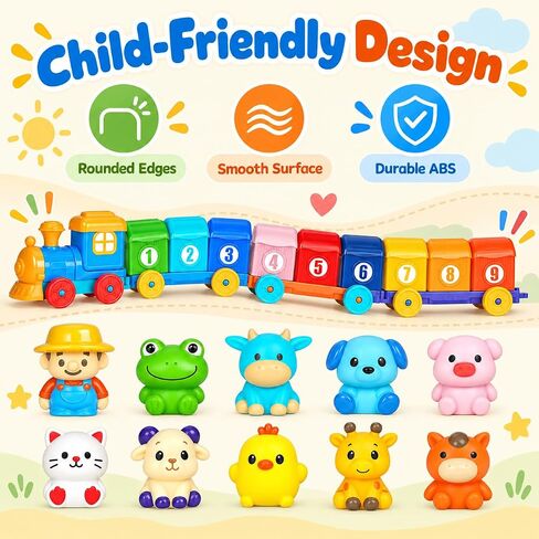 Montessori Toys Farm Train Set, Toddler Toys for 1 2 3 Year Old Boys Girls in Kuwait