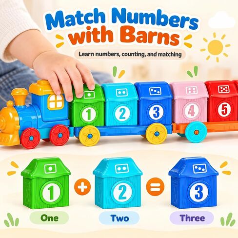 Montessori Toys Farm Train Set, Toddler Toys for 1 2 3 Year Old Boys Girls in Kuwait