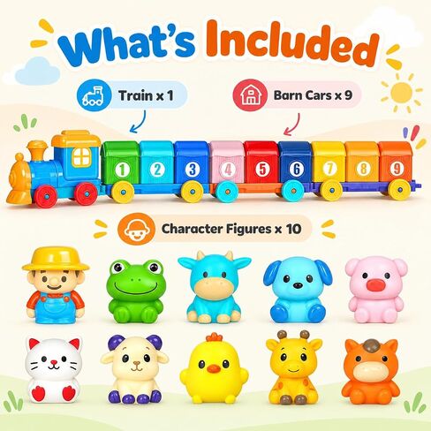 Montessori Toys Farm Train Set, Toddler Toys for 1 2 3 Year Old Boys Girls in Kuwait
