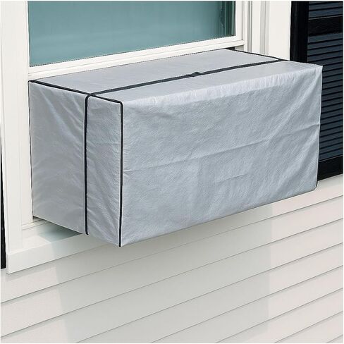 Dependable Industries Vinyl Outside Window Unit AC Air Conditioner Cover with Straps Keep Dirt and Dust Out in The Off Season (Black - 21.5" x 15" x 16") in Saudi Arabia