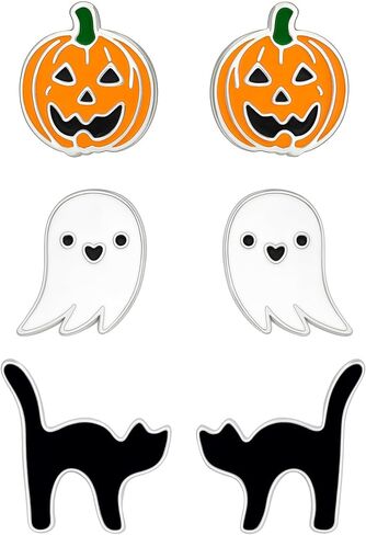 SAE99 Halloween .925 Sterling-Silver TINY Stud Earrings, Multiple Piercing, for Cartilage, Helix, 2nd Ear Piercing (Nickel Free) in Kuwait