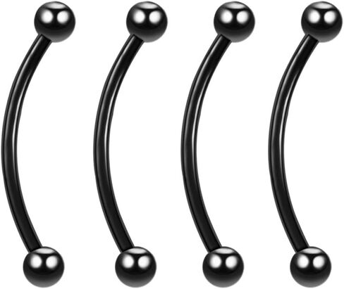 4 PC Set 16G Titanium IP 316L Surgical Stainless Steel Long Snake Eyes Piercing Ring Tongue Curved Barbell in Kuwait