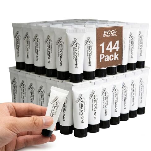 TravelWell Pack of 48 Disposable Shaving Cream 10g/10ml/0.34fl.oz in Bulk Individually Wrapped Travel Size Hotel Toiletries Amenities in Kuwait