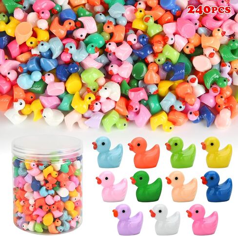 GWAHSA 240pcs Luminous Mini Resin Ducks, Tiny Animals Bulk Glow in The Dark Small Plastic Miniature Ducks Figures for Dollhouse Decor Micro Garden Home Landscape Aquarium Craft Gifts Party Favors Toys in Kuwait