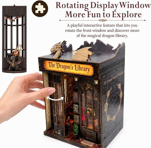 ISSEVE Dragon Library Book Nook Kit, DIY Dollhouse Booknook Bookshelf Decor in Kuwait