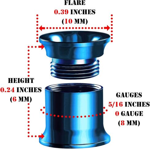 BIG GAUGES Pair of Internal Screw Surgical Steel Dark Blue Anodized Double Flared Saddle Piercing Stretcher Ear flesh Tunnel Plugs Lobe in Kuwait