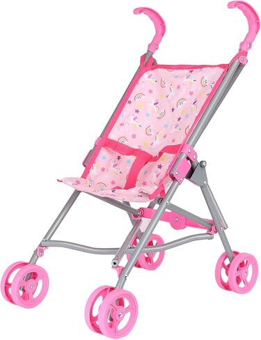 Dream Collection, Doll Stroller - Metal Fold Up and Down Umbrella Stroller for Realistic Pretend Play, Pink - 23" in Saudi Arabia