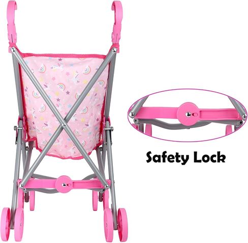 Dream Collection, Doll Stroller - Metal Fold Up and Down Umbrella Stroller for Realistic Pretend Play, Pink - 23" in Saudi Arabia