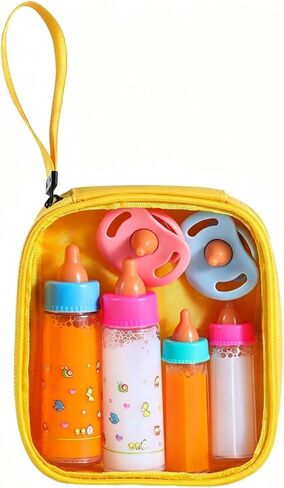 Kaydora Baby Doll Bottle Accessories - 6 Pcs Magic Milk Feeding Toys Yellow in Saudi Arabia