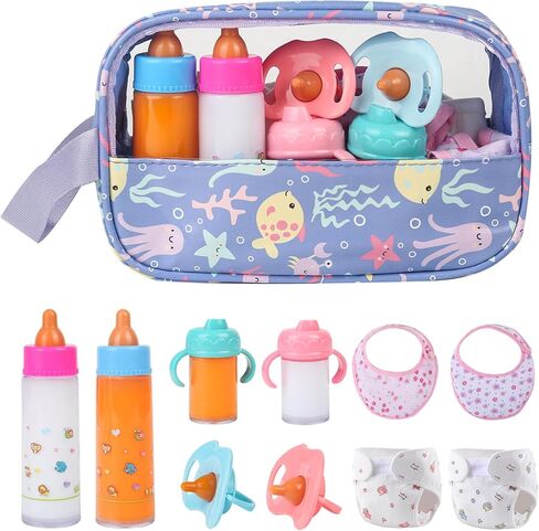CARANOVO Baby Doll Accessories Set, 7 Pcs Feeding and Caring Kit in Kuwait