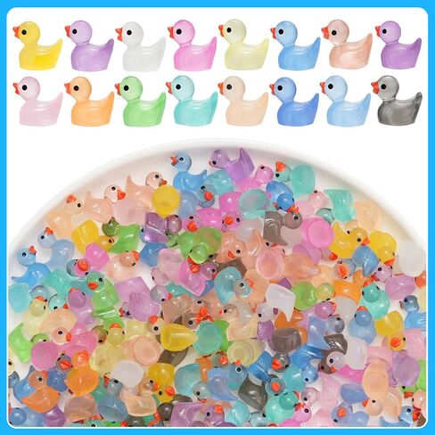 240Pcs Mini Resin Ducks, Luminous Tiny Duck Figurines Bulk, 16 Colors in Kuwait